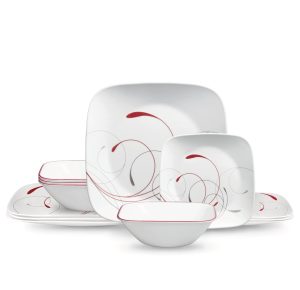 Corelle Square Splendor 12-piece Dinnerware Set with Appetizer Plates. Service for 4