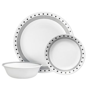 Corelle® City Block 18-piece Mugless Dinnerware Set. Service for 6