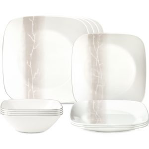 Corelle Square Wandering Grove 12-piece Dinnerware Set. Service for 4